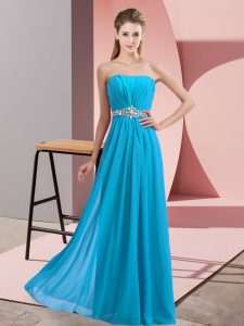 Baby Blue Prom and Party with Beading Strapless Sleeveless Lace Up