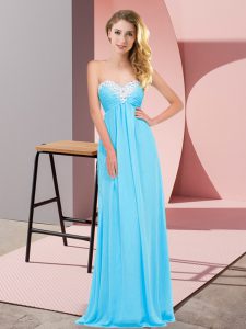 Best Aqua Blue Sweetheart Lace Up Ruching Dress for Prom Sleeveless