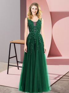 Vintage Sleeveless Beading and Appliques Backless Evening Dress