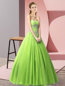 Super Floor Length Lace Up Evening Dress for Prom and Party with Beading