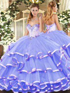 Floor Length Ball Gowns Sleeveless Lavender Vestidos de Quinceanera Lace Up