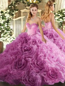 Best Rose Pink Sweetheart Lace Up Beading Quinceanera Dress Sleeveless