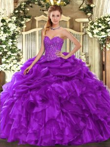 Suitable Floor Length Ball Gowns Sleeveless Purple Sweet 16 Quinceanera Dress Lace Up