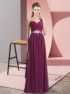 Burgundy Prom Evening Gown Prom and Party with Beading Sweetheart Sleeveless Backless