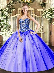 Stylish Beading and Appliques Quinceanera Dresses Lavender Lace Up Sleeveless Floor Length