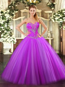 Sexy Fuchsia Sweet 16 Quinceanera Dress Sweet 16 and Quinceanera with Beading Sweetheart Sleeveless Zipper