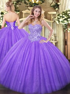 Chic Lavender Sweetheart Lace Up Appliques Sweet 16 Quinceanera Dress Sleeveless