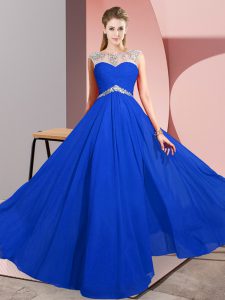 Spectacular Sleeveless Clasp Handle Floor Length Beading Prom Gown