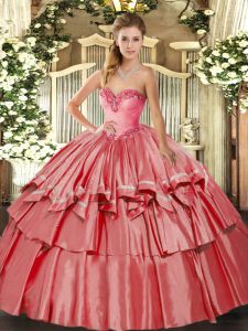 Great Organza and Taffeta Sleeveless Floor Length Quinceanera Dresses and Beading and Ruffled Layers
