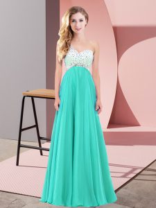 Most Popular Turquoise Prom and Party with Beading One Shoulder Sleeveless Criss Cross