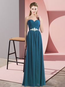 Custom Design Sweetheart Sleeveless Chiffon Prom Gown Beading Lace Up