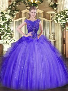 Beading Quinceanera Dress Lavender Zipper Sleeveless Floor Length
