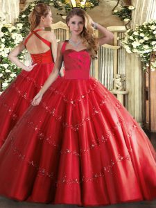 New Style Floor Length Ball Gowns Sleeveless Red Sweet 16 Quinceanera Dress Lace Up