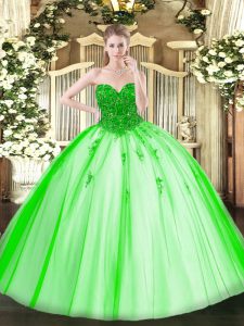 Deluxe Sweetheart Neckline Beading Quinceanera Dress Sleeveless Lace Up