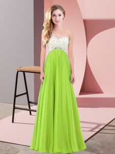 Floor Length Lace Up for Prom and Party with Beading