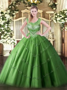 Designer Sleeveless Lace Up Floor Length Beading and Appliques Quinceanera Dress