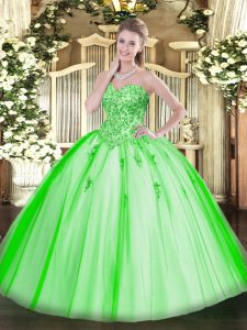 Decent Sleeveless Tulle Lace Up Vestidos de Quinceanera for Military Ball and Sweet 16 and Quinceanera