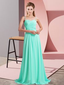 Charming Sleeveless Sweep Train Backless Ruching Prom Party Dress