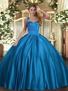 Classical Satin Sleeveless Floor Length Quinceanera Gown and Ruching