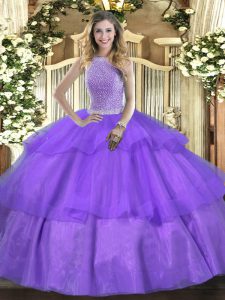 Chic Floor Length Ball Gowns Sleeveless Lavender Vestidos de Quinceanera Lace Up