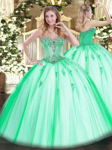 Fantastic Sleeveless Lace Up Floor Length Beading and Appliques Sweet 16 Dresses
