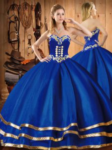 Custom Made Floor Length Ball Gowns Sleeveless Blue Sweet 16 Dresses Lace Up