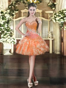 Trendy Organza Sleeveless Mini Length Prom Dress and Beading and Ruffles