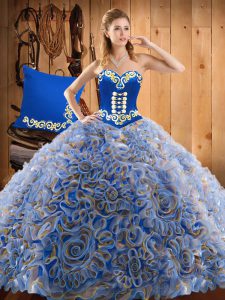 Low Price Sleeveless Sweep Train Embroidery Lace Up Quince Ball Gowns