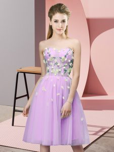 Lilac Quinceanera Court Dresses Wedding Party with Appliques Sweetheart Sleeveless Lace Up