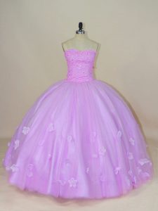 Exceptional Lavender Sleeveless Tulle Lace Up 15th Birthday Dress for Sweet 16 and Quinceanera