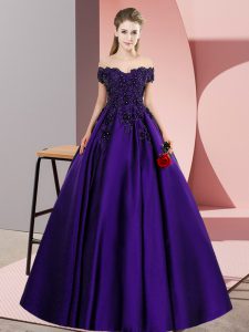 Affordable Sleeveless Floor Length Lace Zipper Quinceanera Dresses with Purple