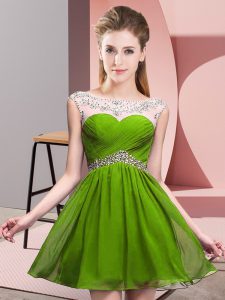 Flirting Mini Length Olive Green Prom Party Dress Scoop Sleeveless Backless