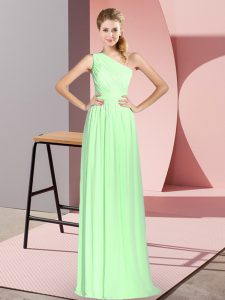 Empire Prom Party Dress One Shoulder Chiffon Sleeveless Floor Length Lace Up