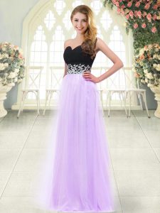 Lilac Sleeveless Tulle Zipper Dress for Prom for Prom and Party