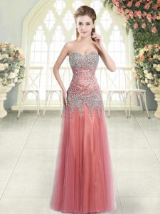 Admirable Floor Length Column/Sheath Sleeveless Watermelon Red Prom Gown Zipper