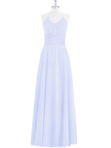 Captivating Sleeveless Chiffon Floor Length Zipper Dress for Prom in Baby Blue with Ruching