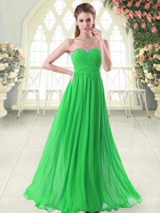 Empire Prom Dresses Green Sweetheart Chiffon Sleeveless Floor Length Zipper