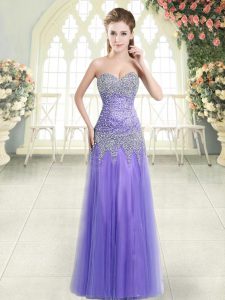 Glamorous Sleeveless Zipper Floor Length Beading Prom Evening Gown