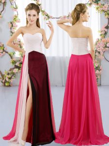 Decent Multi-color Dama Dress for Quinceanera Prom and Party and Wedding Party with Ruching Sweetheart Sleeveless Zipper