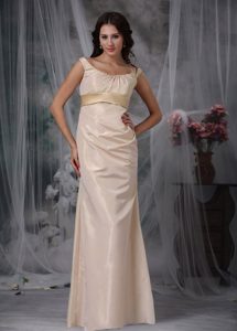 Satin Prom Dress in Champagne with Off The Shoulder Strap