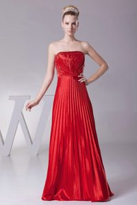 Pleated Red Prom Dress with Lace-up Back for Celebrities