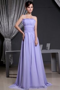 Modest 2013 Lilac Pleated Prom Gown Dress with Straps