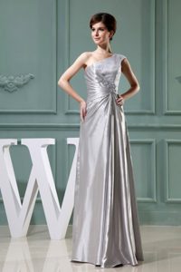 Beading One Shoulder Grey Floor-length Column Prom Dress
