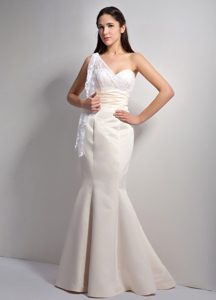 Classical Off White Mermaid One Shoulder Prom Gown Dress
