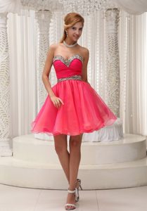 Beading Decorate A-line Short Prom Cocktail Dress Organza