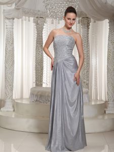 Strapless Column Grey Appliques Prom Dress Beaded in France