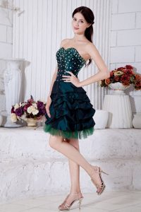 Princess Sweetheart Teal Mini-length Beading Dresses For Debutante Ball