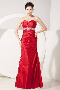 Beading Decorate Ruched Floor-length Prom Evening Dress