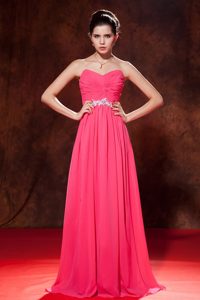 Coral Red Empire Celebrity Dress Sweetheart Chiffon Beading