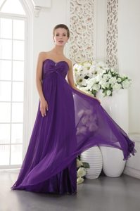 Pretty Chiffon Purple Sweetheart Beaded Prom Bridesmaid Dress